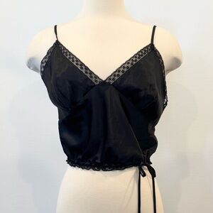 90s Victoria’s Secret Silky Satin Black Vintage Cropped Camisole Tank Top